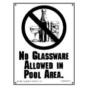 No Glassware In Pool Area Sign