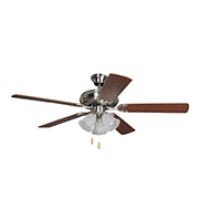 52" Satin Nickel Ceiling Fan with 3 Light Kit