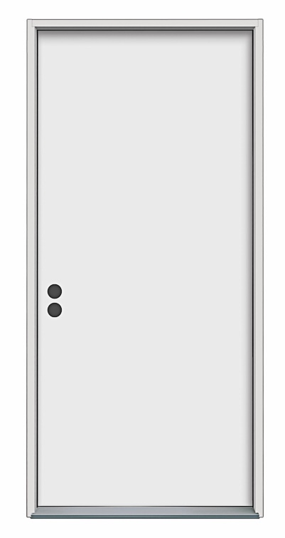 36" x 80" x 1-3/4" SC Flush Metal Exterior Door Unit - 2 Bore - Right Hand