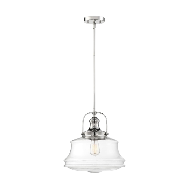 Basil Pendant Light Fixture - Satin Nickel - 15"H x 14"W