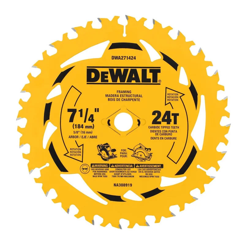 7-1/4" DeWalt® 24T Carbide Tipped Circular Saw Blade - 2/pack