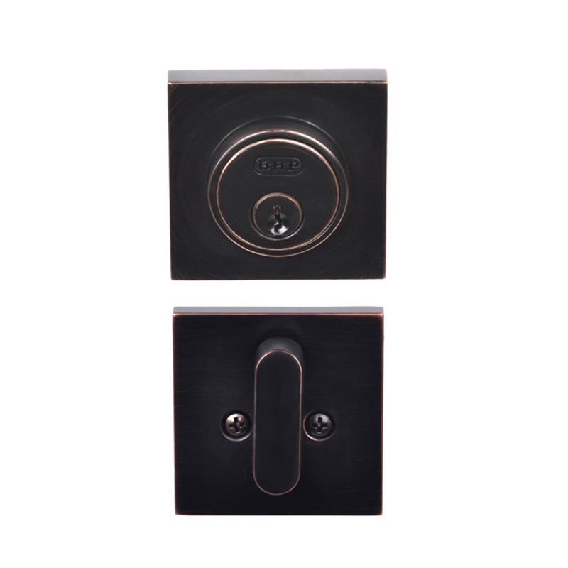 Better Home Square Single Cylinder Deadbolt - Dark Bronze