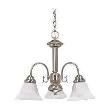 3 Lt Chandelier Bn/Alab Glass