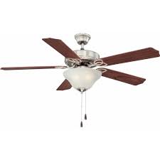 52" 5-Blade LED Ceiling Fan w/Light Kit- Satin Nickel - Blade-Rosewood/Walnut