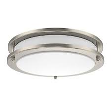12" LED 17W Round Ringed Flush Mount Fixture - Satin Nickel