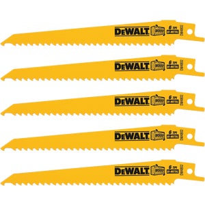 DeWalt 6" Wood Cutting 6TPI Reciprocating Saw Blade - 5/pack