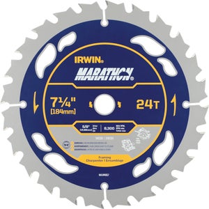 7-1/4" Irwin 24T Carbon Tipped Circular Saw Blade