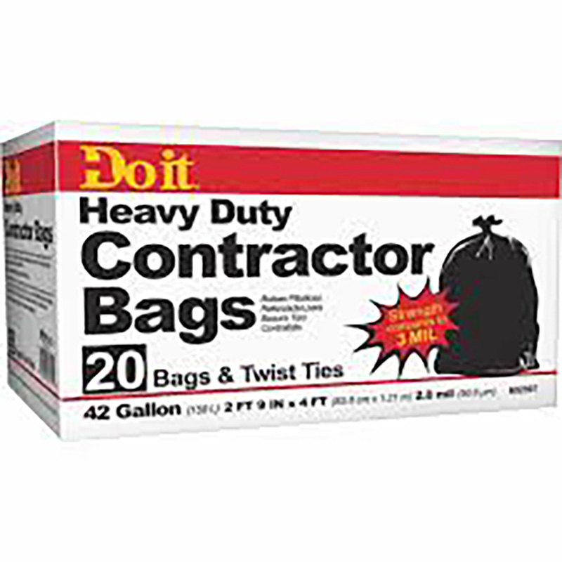 42 Gallon Contractor Black Trash Bags - 20/pack