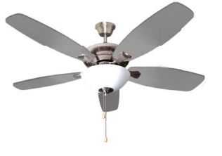 52" 5-Blade Asher LED Ceiling Fan w/Light Kit - Satin Nickel - Blade-Silver/Walnut