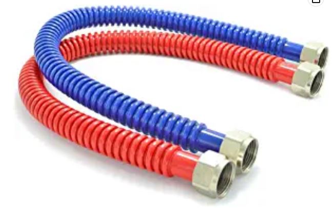 3/4" FIP x 24" Water Heater Connector - Red & Blue - Stainless Steel