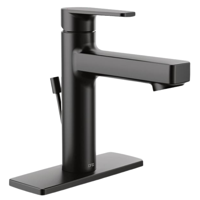 CFG Slate Single Handle Bathroom Faucet - Matte Black - With Pop-Up