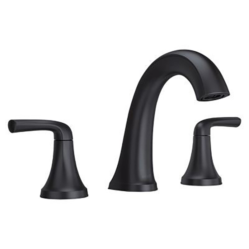 Pfister Two Handle Widespread Bathroom Faucet - Matte Black - Push & Seal Drain