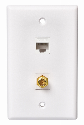 CABLE AND PHONE COMBO WALL PLATE WHITE