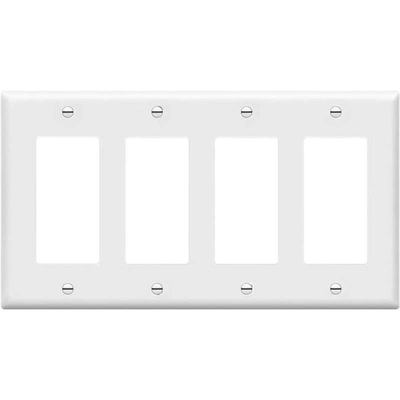 4 Gang Cover Up Plate Rounded - White