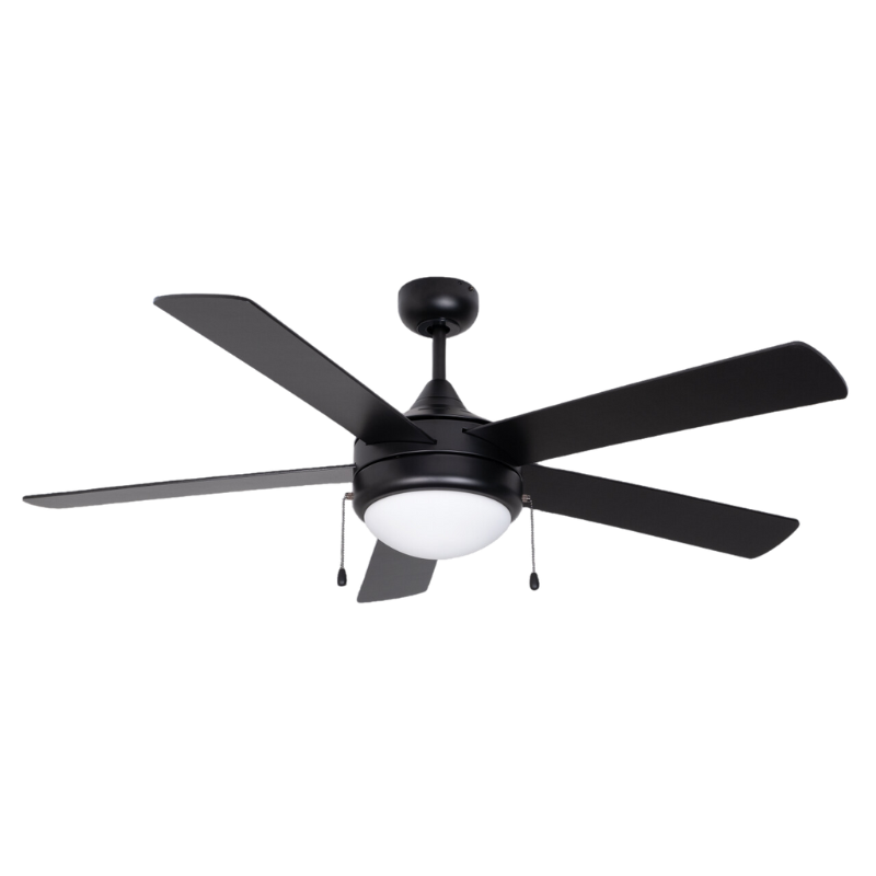 52" 5-Blade Skylux LED w/Light Kit Ceiling Fan- Black w/ Black Blades
