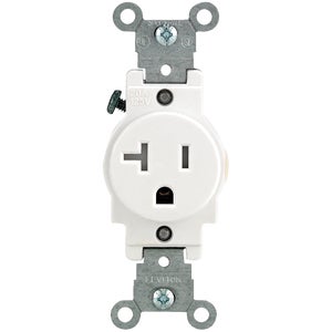 20 Amp Single Gang Wall Receptacle - White