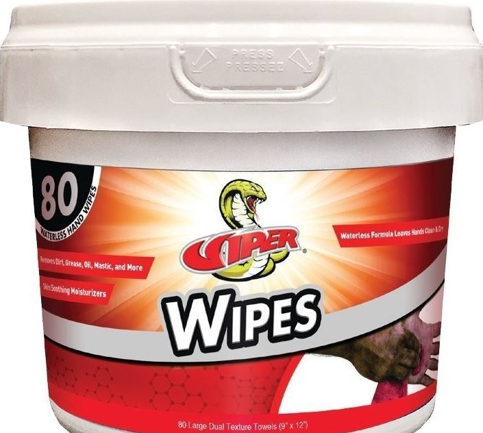 9" x 12" Viper Waterless Hand Wipes - 80/pack