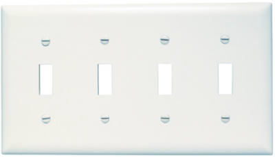 4 Gang Toggle Switch Wall Plate - Standard Size - White