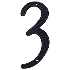 4" Black Plastic Number #3