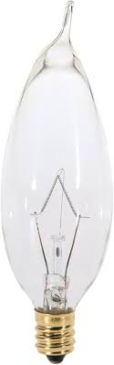 25W CA8 Incandescent Clear Warm White Flame Tip Bulb