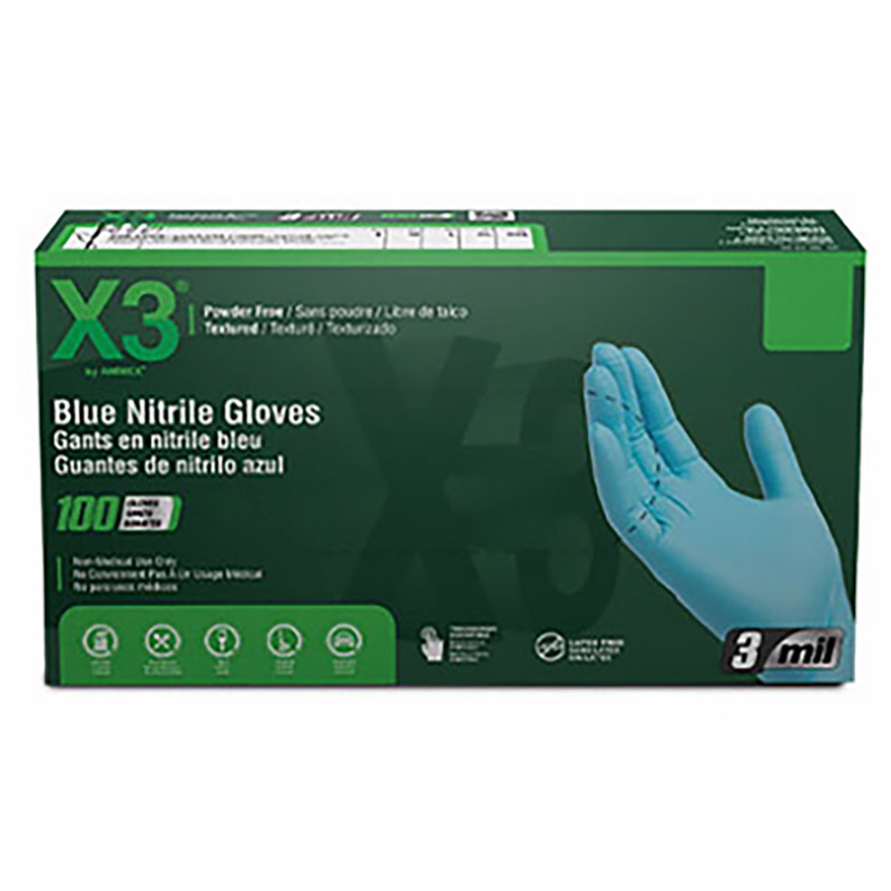 X-Large Nitrile Industrial Blue Rubber Gloves - 100/pack