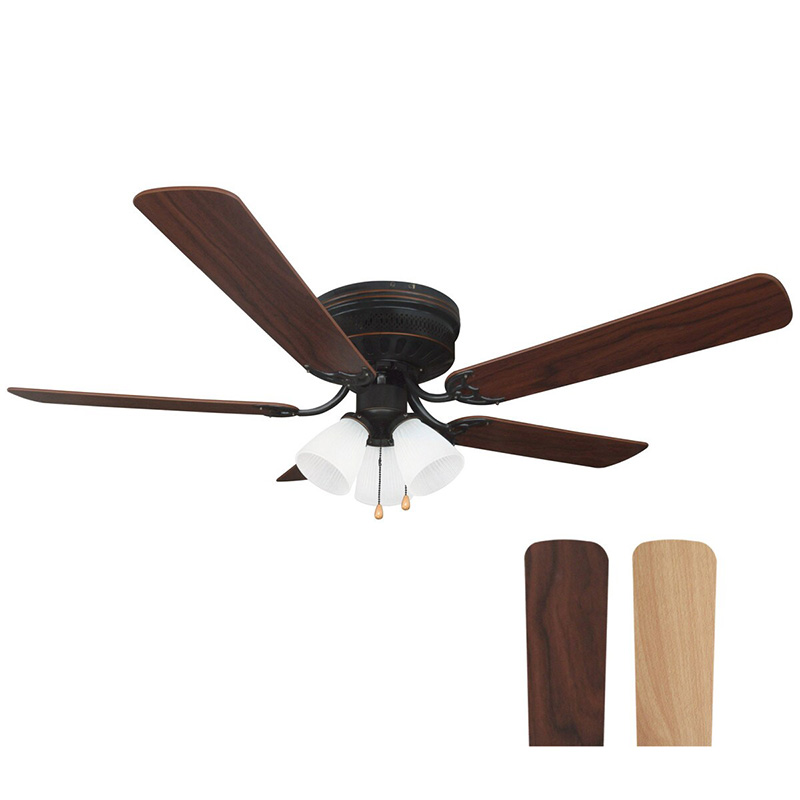 52" 5-Blade Millbridge LED Hugger Ceiling Fan w/Light Kit - Bronze - Cherry/Mahogany Blades