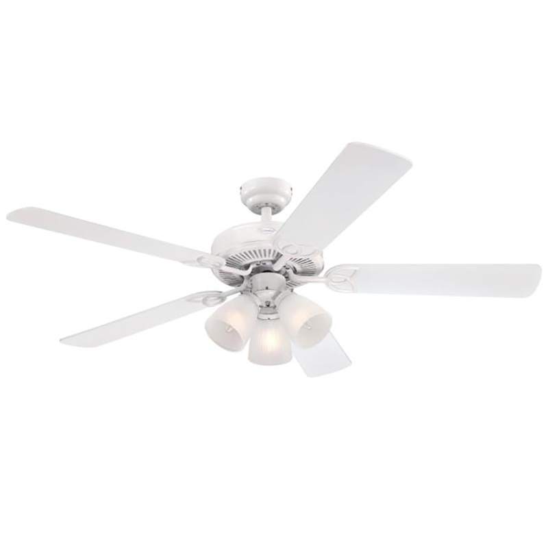 52" White Ceiling Fan with 3 Light Kit
