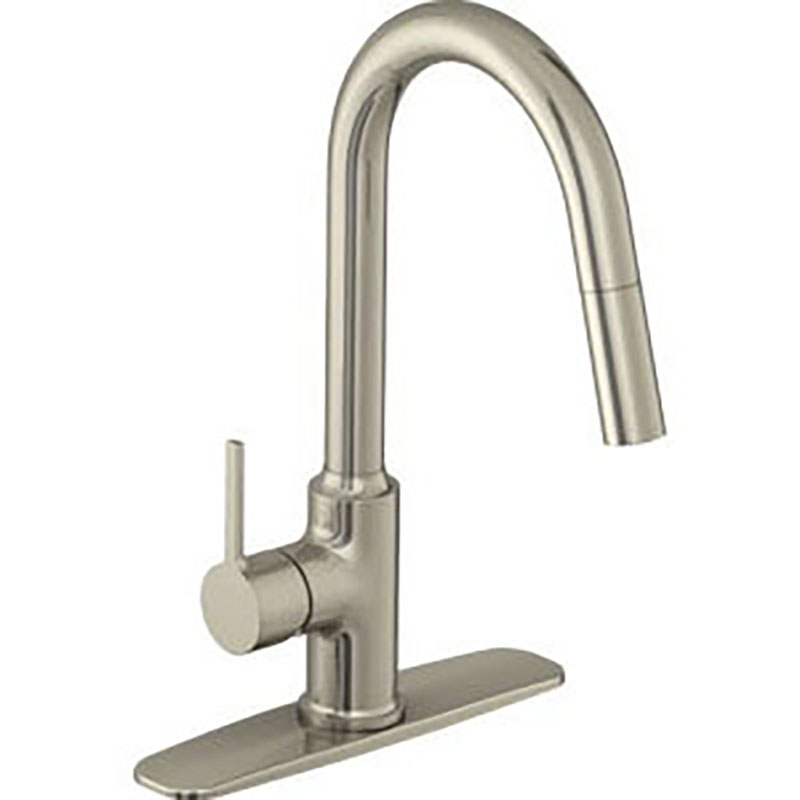 Single Handle Kitchen Faucet with Pull Down Sprayer - Satin Nickel