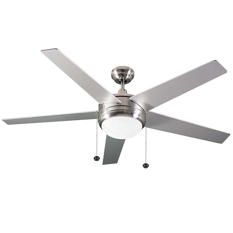 52" 5-Blade Zephr LED Ceiling Fan w/Light Kit - Satin Nickel - Silver/Walnut Blades