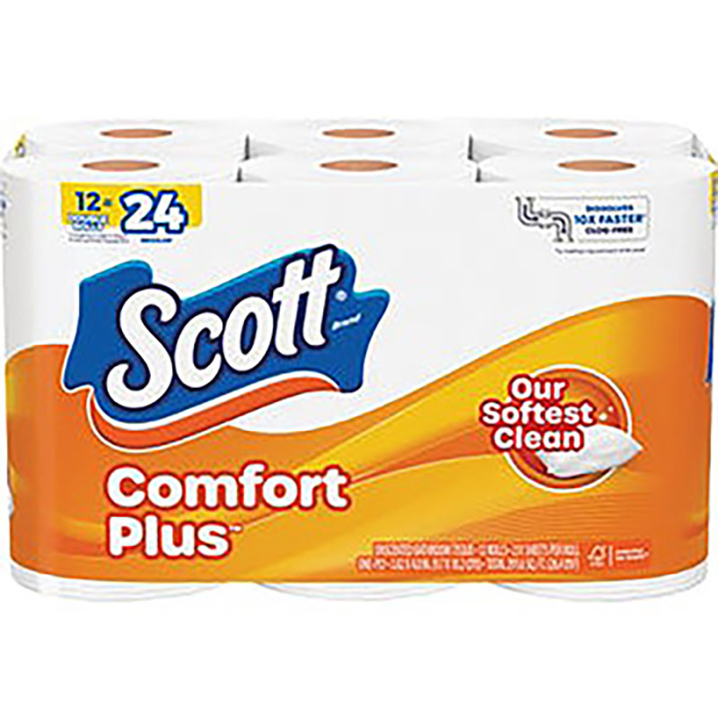 Scott Comfort Plus 1-Ply Extra Soft Toilet Paper Rolls - 12/pack
