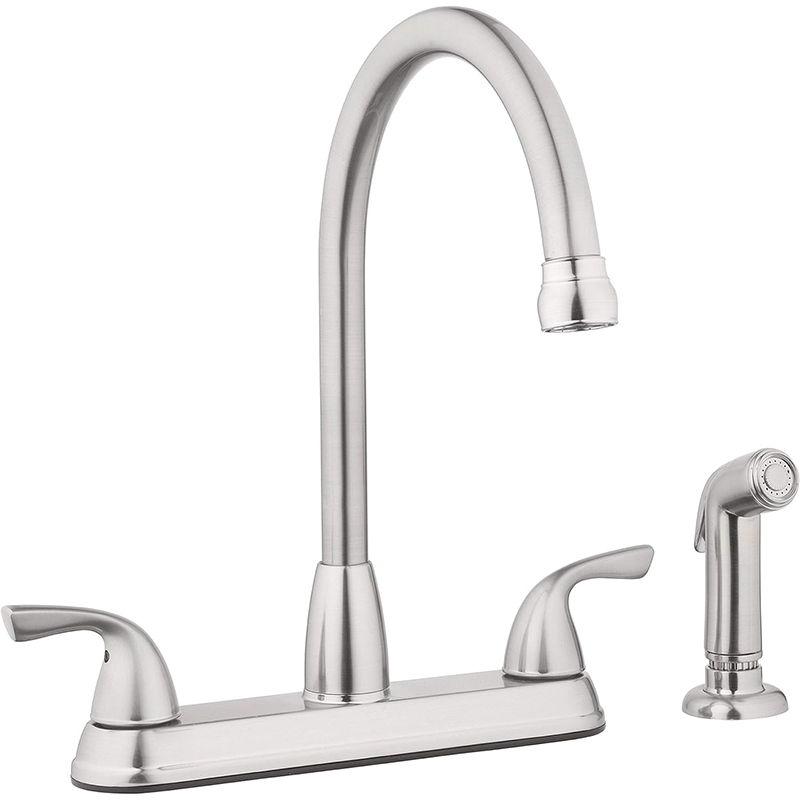Two Handle Kitchen Faucet - Satin Nickel - With Spray