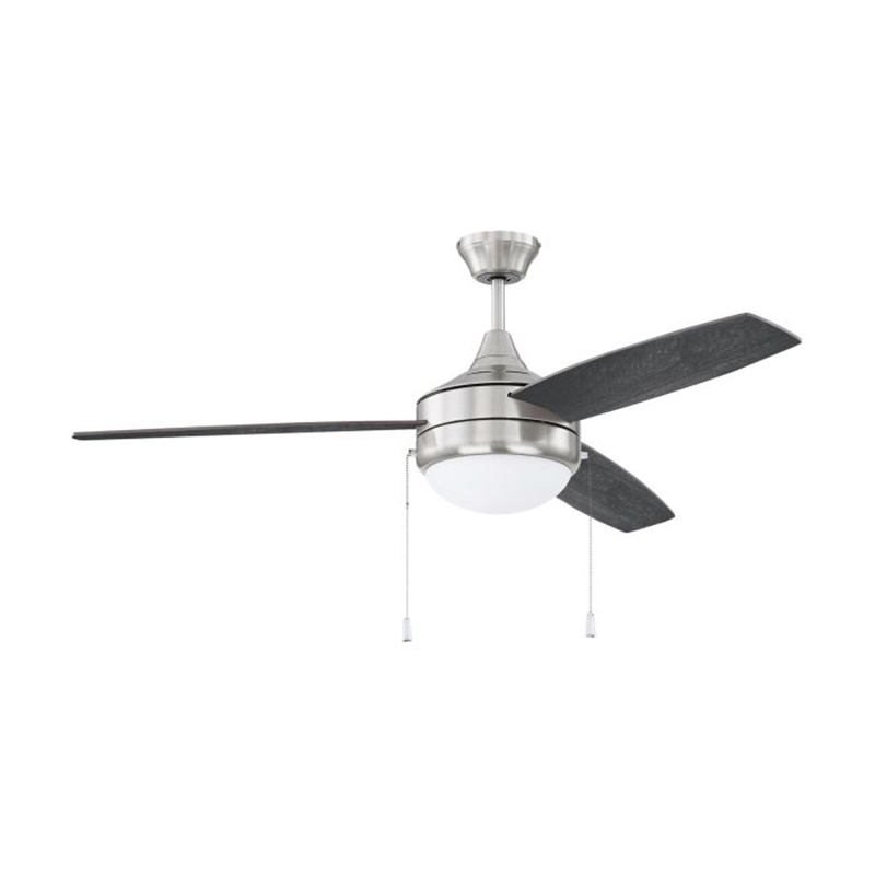 52" 3-Blade Phaze LED Ceiling Fan w/Light Kit - Satin Nickel - Satin Nickel/Greywood Blades