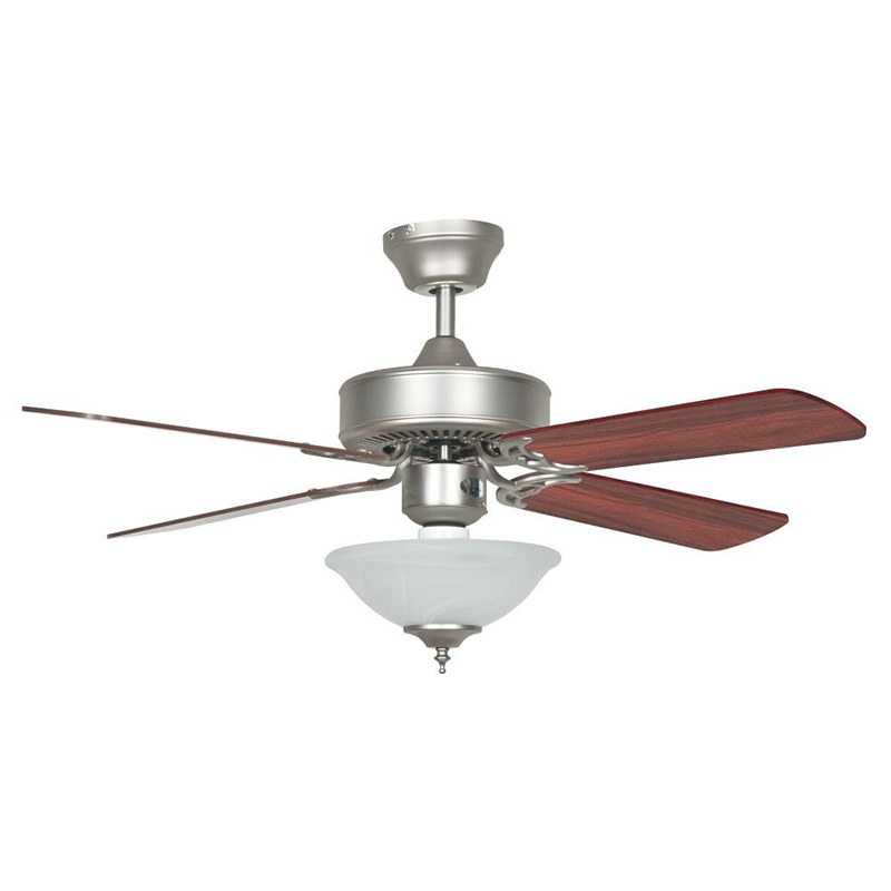 42" 4-Blade LED Ceiling Fan w/Light Kit - Satin Nickel - Silver Oak/ Rosewood Blades