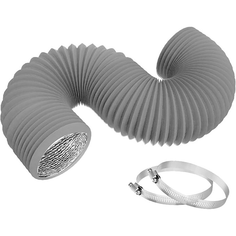 4" x 8' Flexible PVC Aluminum Foil Dryer Vent Hose - Gray