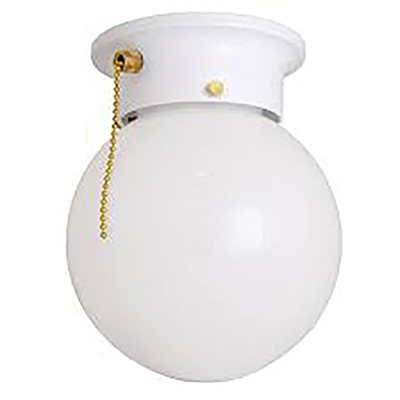6" Flush Mount 1 Bulb Ball Ceiling Fixture with White Glass - White