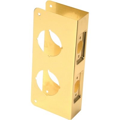 1-3/4" x 9" Notched Door Lock Reinforcer - Polished Brass