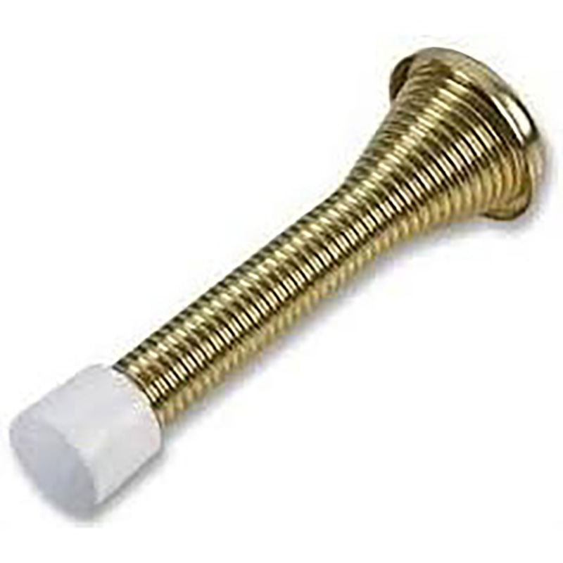 3" Heavy Duty Spring Door Stop - Polished Brass