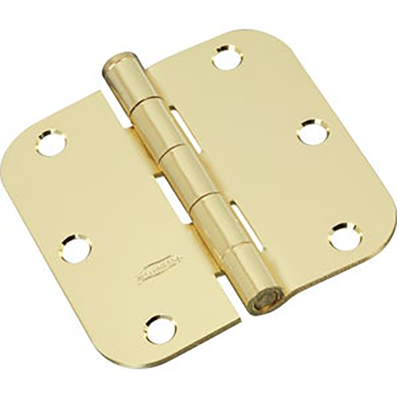 3-1/2" Round Corner Door Hinge - Polished Brass